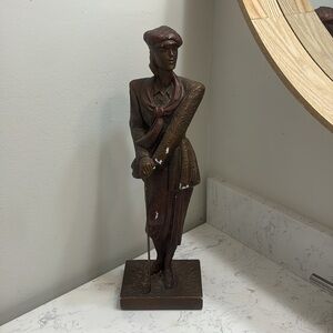Vtg 1990 Austin Bronze‎ Sculpture Birdie Golfer Figurine Statue – Art Deco Style